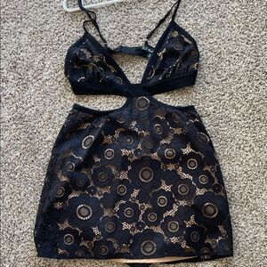 For Love And Lemons Black Floral Lace Dress